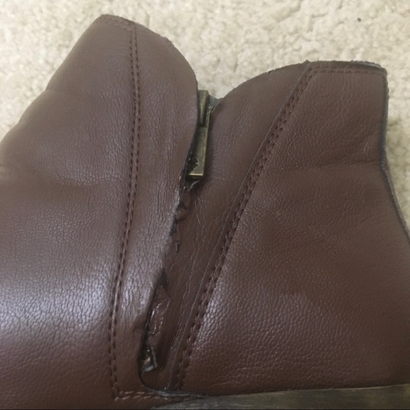 Lucky Brand LP Brenon Booties Ankle Boots Faux Leather Zips Stacked Block Heel 8 - Picture 8 of 12